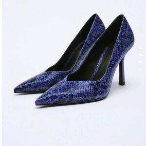 Zara cobalt blue Python heels